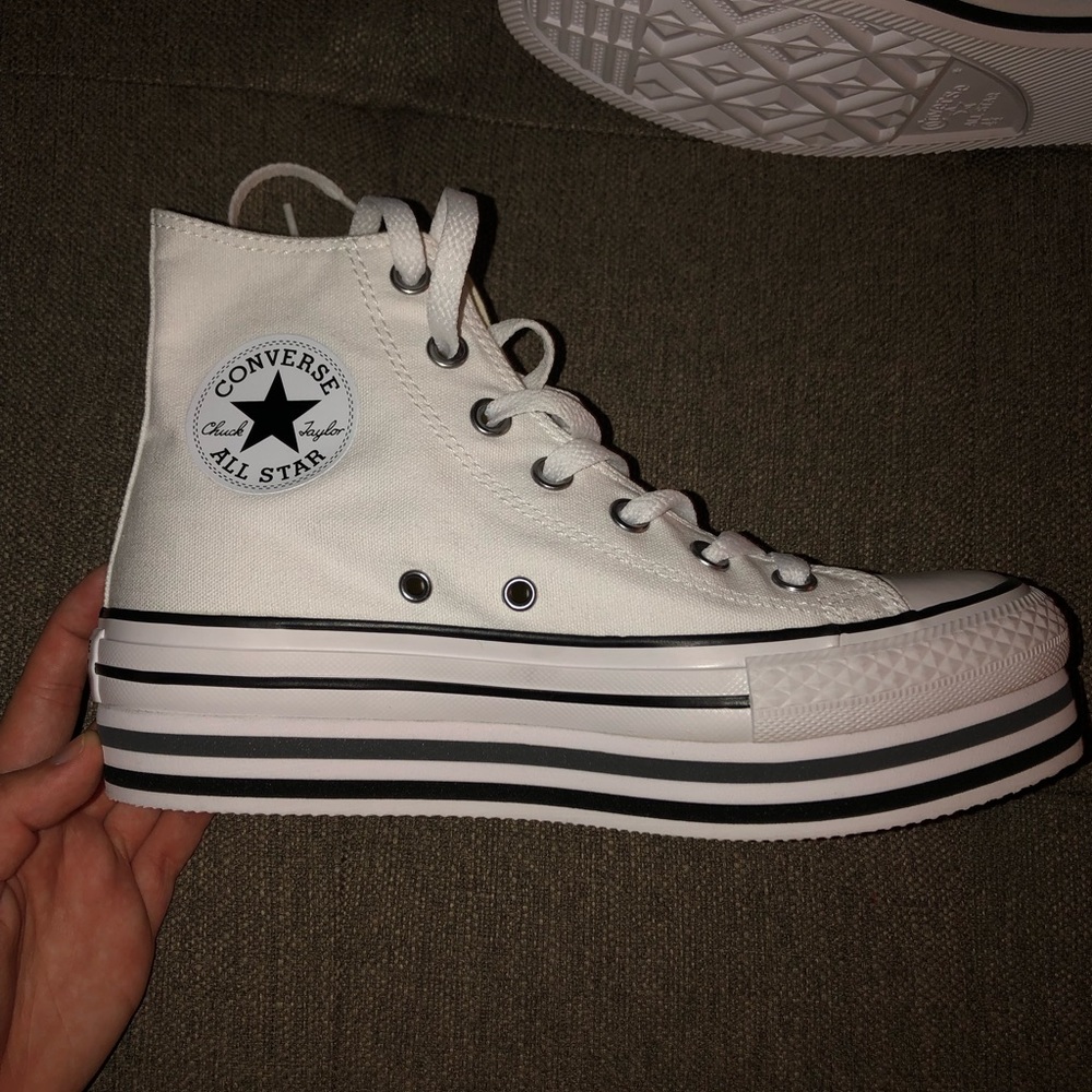 Platform high top white converse shoes